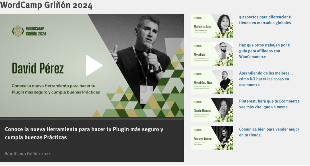 VER TODAS LAS PONENCIAS Y CHARLAS DE LA WORDCAMP GRIÑÓN 2024